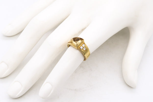 Cartier Vintage Ring In 18Kt Gold With 1.78 Ctw In VS Diamonds And Citrine