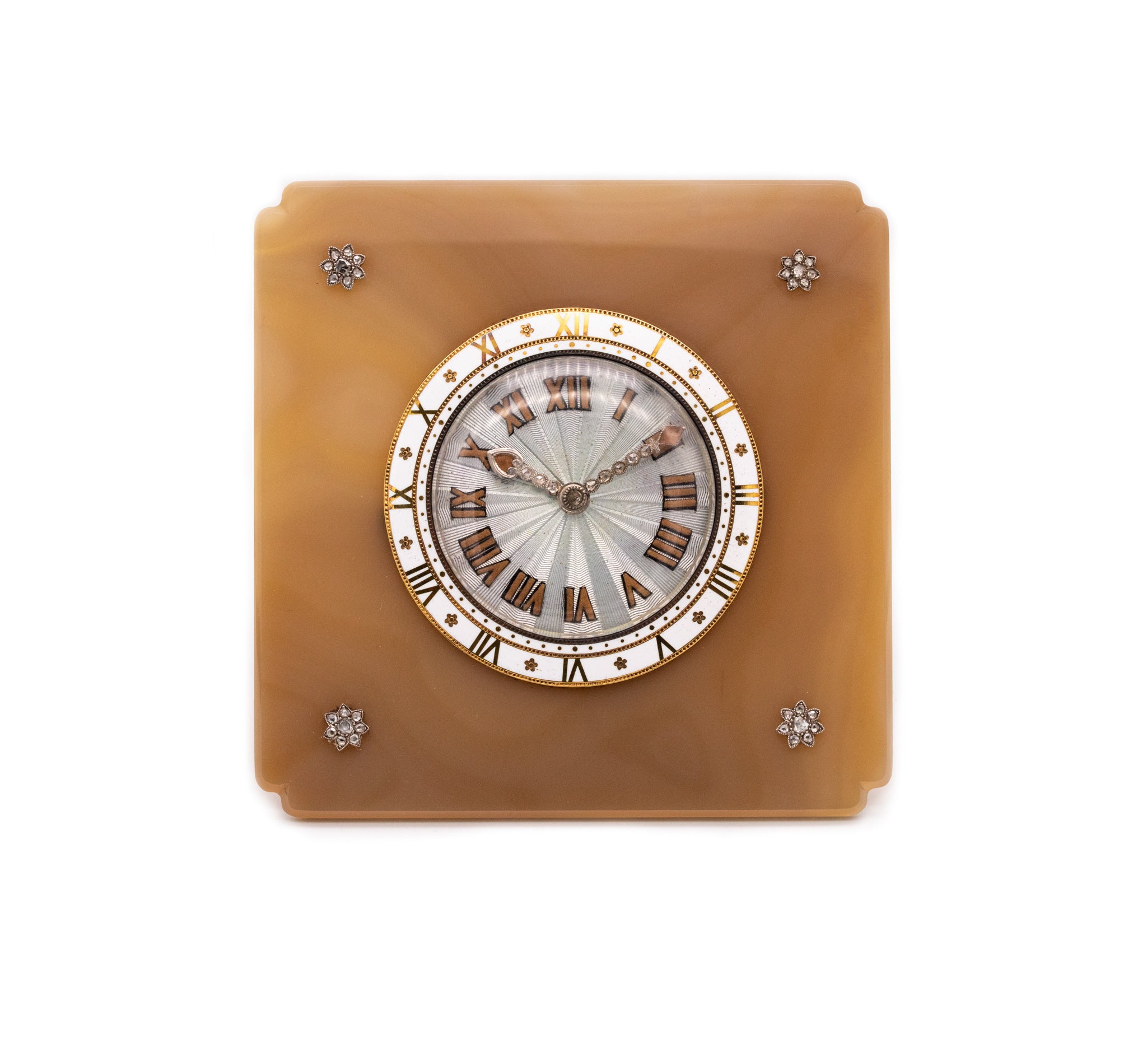 Cartier 1935 Paris rare Art deco desk clock in 18 kt gold with