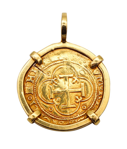 -Spanish Treasure Gold Coin Of 1 Escudo 1516-1556 Mount In An 18Kt Gold Frame