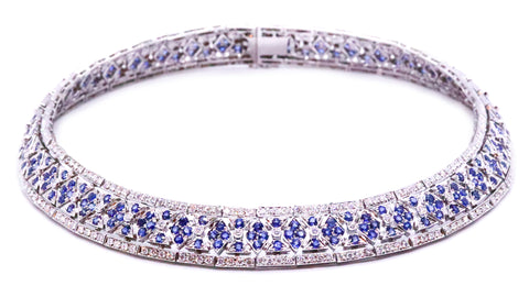 SALAVETTI 45.47 Cts OF DIAMONDS & SAPPHIRES 18 KT NECKLACE