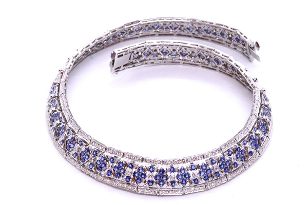 SALAVETTI 45.47 Cts OF DIAMONDS & SAPPHIRES 18 KT NECKLACE