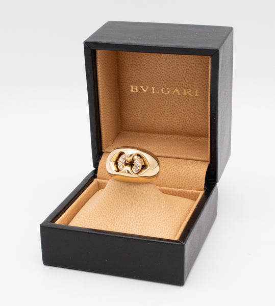 *Bvlgari Roma 18 kt gold Doppio Cuore collection ring with VS diamonds