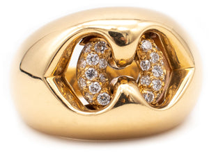 *Bvlgari Roma 18 kt gold Doppio Cuore collection ring with VS diamonds