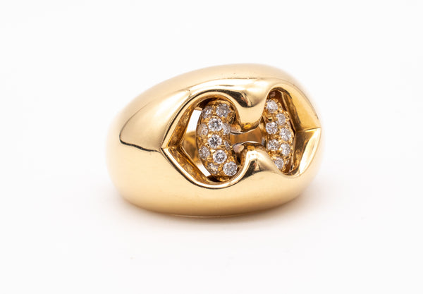 *Bvlgari Roma 18 kt gold Doppio Cuore collection ring with VS diamonds