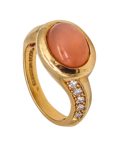 Angela Cummings Ring In 18Kt Gold With 4.98 Ctw In Diamonds And Moonstone