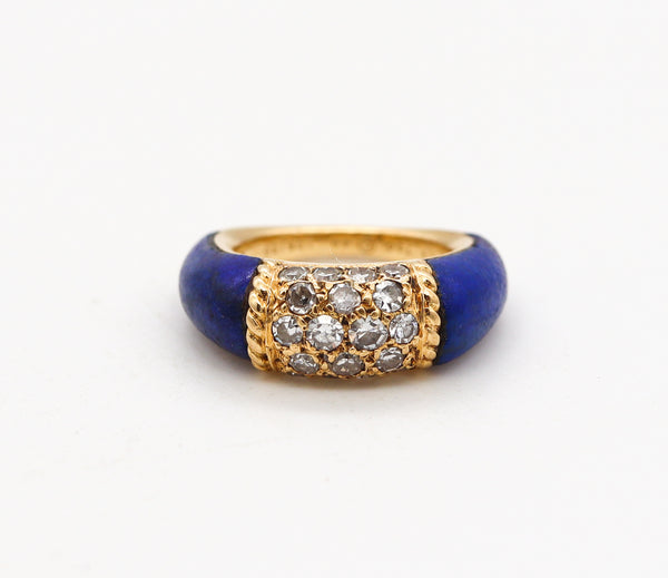 Van Cleef & Arpels 1960 Paris Philippines Lapis Lazuli Ring In 18Kt Yellow Gold With VS Diamonds