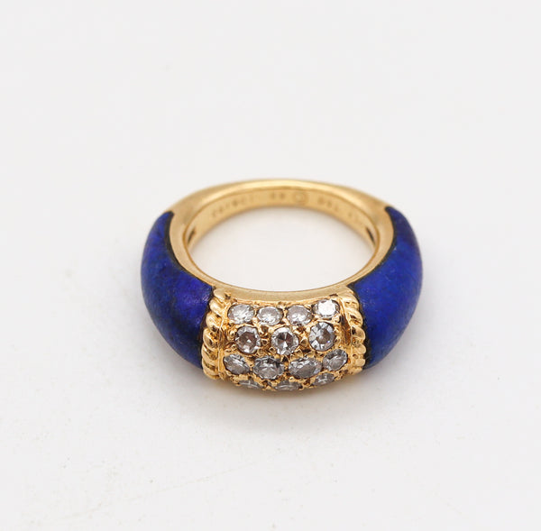Van Cleef & Arpels 1960 Paris Philippines Lapis Lazuli Ring In 18Kt Yellow Gold With VS Diamonds