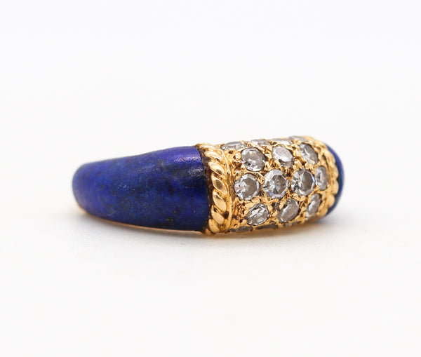Van Cleef & Arpels 1960 Paris Philippines Lapis Lazuli Ring In 18Kt Yellow Gold With VS Diamonds