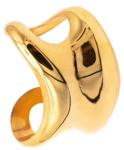 TIFFANY & CO. 1975-76 BY ELSA PERETTI RARE ABSTRACT BONE CUFF IN 18 KT GOLD VERMEIL