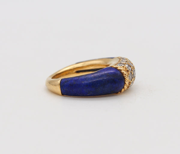 Van Cleef & Arpels 1960 Paris Philippines Lapis Lazuli Ring In 18Kt Yellow Gold With VS Diamonds