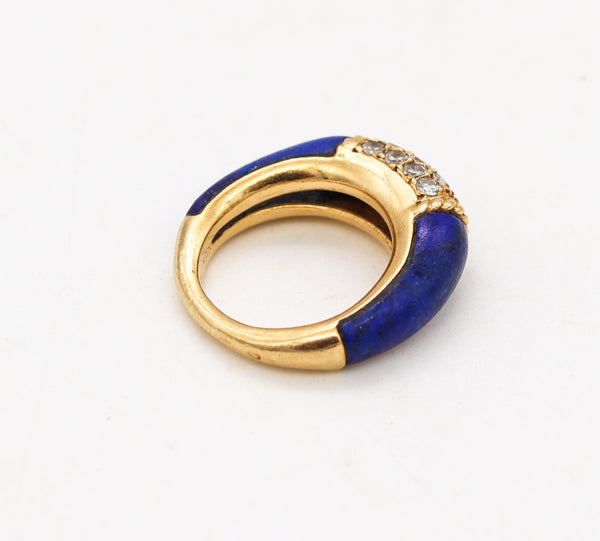 Van Cleef & Arpels 1960 Paris Philippines Lapis Lazuli Ring In 18Kt Yellow Gold With VS Diamonds