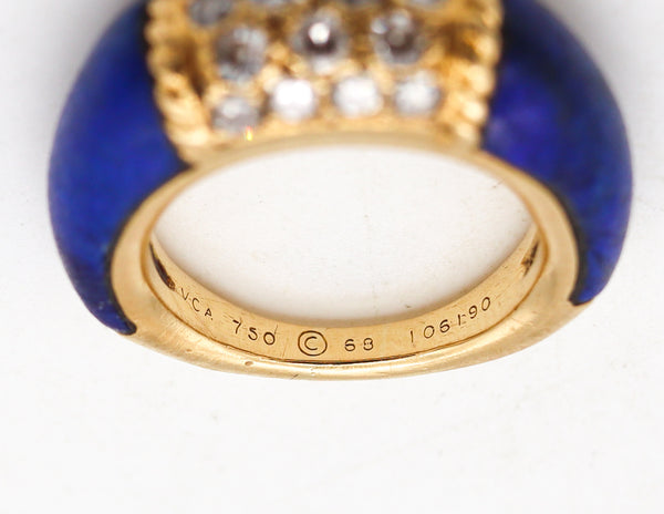 Van Cleef & Arpels 1960 Paris Philippines Lapis Lazuli Ring In 18Kt Yellow Gold With VS Diamonds