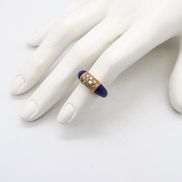 Van Cleef & Arpels 1960 Paris Philippines Lapis Lazuli Ring In 18Kt Yellow Gold With VS Diamonds