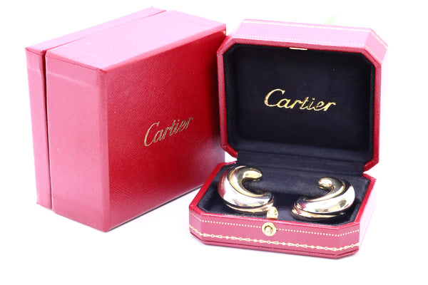 Cartier Paris Vintage Large C Trinity Clip Earrings In Solid 18Kt Tricolor Gold