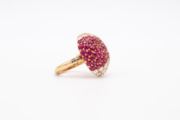 *Cocktail ring in 18 kt yellow gold with 7.35 Ctw of diamonds and Burmese ruby
