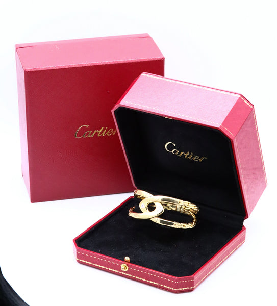 Cartier Paris Double C Bracelet In Solid 18Kt Yellow Gold With VS Round Diamonds
