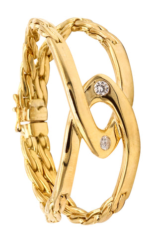 Cartier Paris Double C Bracelet In Solid 18Kt Yellow Gold With VS Round Diamonds