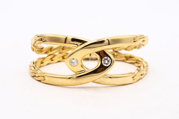 Cartier Paris Double C Bracelet In Solid 18Kt Yellow Gold With VS Round Diamonds