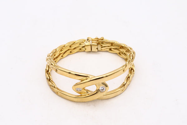 Cartier Paris Double C Bracelet In Solid 18Kt Yellow Gold With VS Round Diamonds