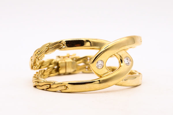 Cartier Paris Double C Bracelet In Solid 18Kt Yellow Gold With VS Round Diamonds