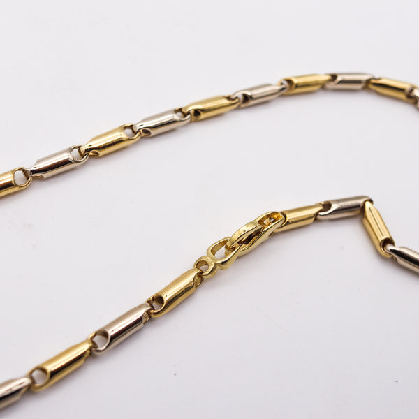 -Italian Bi Color Tubular Chain Of 20 Inches In 18Kt Yellow And White Gold