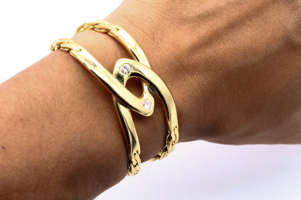 Cartier Paris Double C Bracelet In Solid 18Kt Yellow Gold With VS Round Diamonds