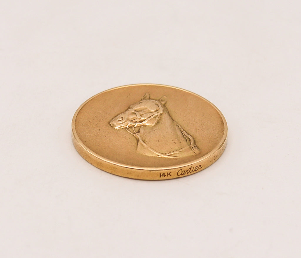 Cartier 1970 Head Or Tail Horse Coin In Solid 14Kt Yellow Gold