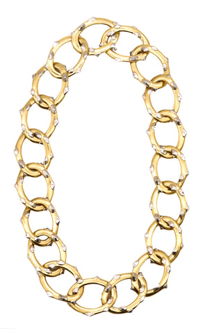 ANGELA CUMMINGS 1984 NEW YORK SPIKES NECKLACE IN 18 KT GOLD & PLATINUM