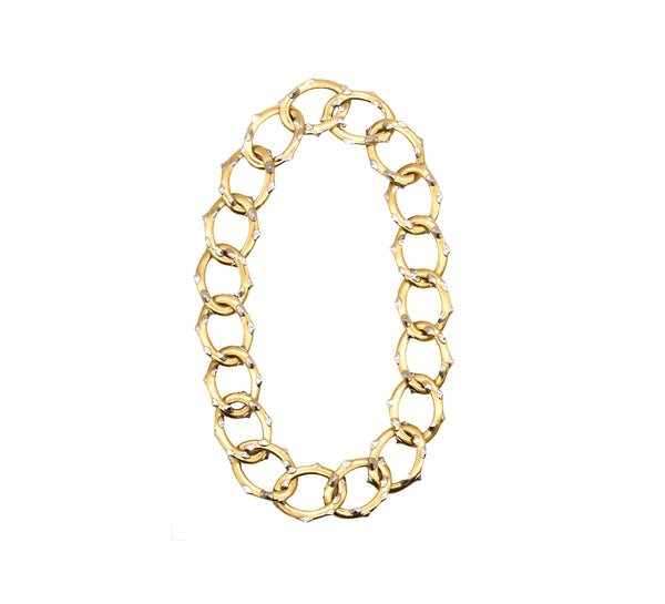 ANGELA CUMMINGS 1984 NEW YORK SPIKES NECKLACE IN 18 KT GOLD & PLATINUM