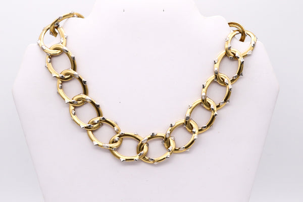 ANGELA CUMMINGS 1984 NEW YORK SPIKES NECKLACE IN 18 KT GOLD & PLATINUM