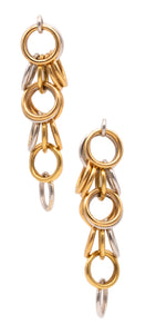 Hermes Paris 18Kt Gold Geometric Kinetic Drop Earrings With Circles Links