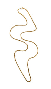 Portuguese 1930 Porto Rare Textured Long Chain In Woven 19.2Kt Yellow Gold