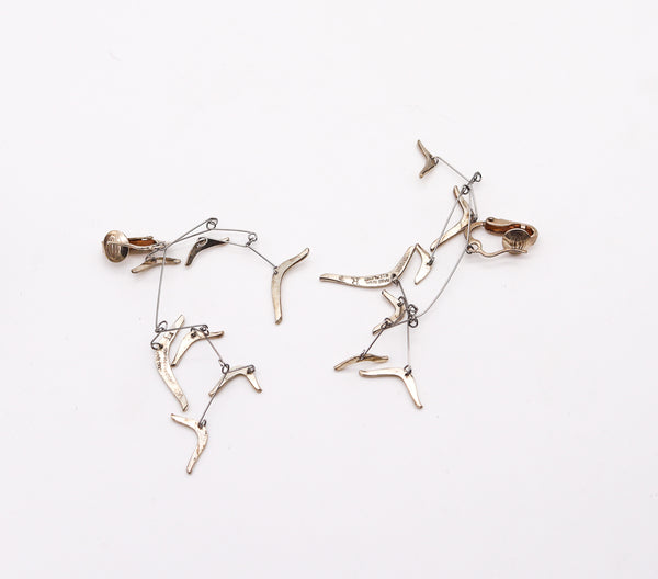 -Ruth Berridge 1960 Kinetique Mobile Sculptural Earrings In Sterling Silver.