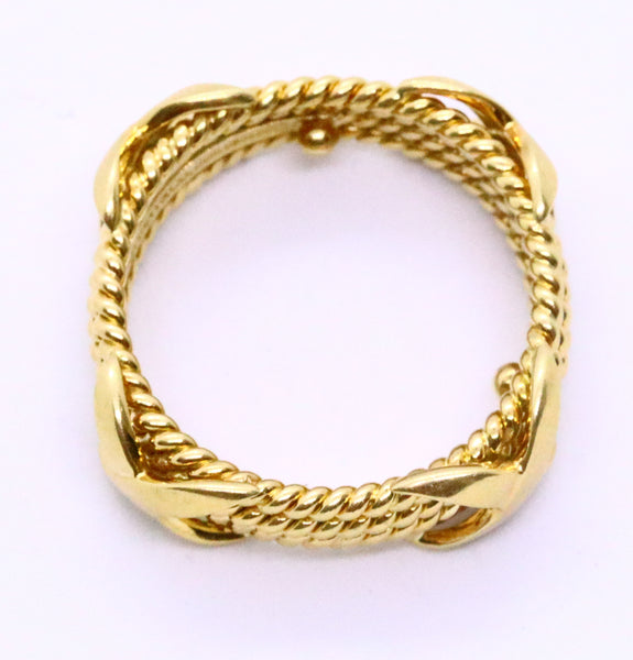 TIFFANY & Co. JEAN SCHLUMBERGER 18 KY YELLOW 4 ROPE GOLD RARE BAND RING