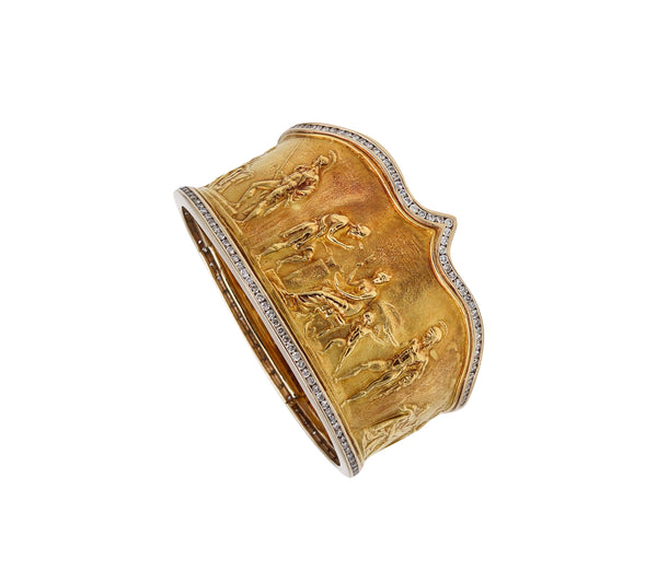 SeidenGang Rare Etruscan-Greek Revival Bracelet In 18Kt Yellow Gold With 5.94 Cts In Diamonds