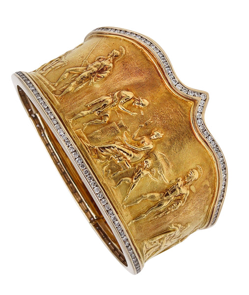 SeidenGang Rare Etruscan-Greek Revival Bracelet In 18Kt Yellow Gold With 5.94 Cts In Diamonds