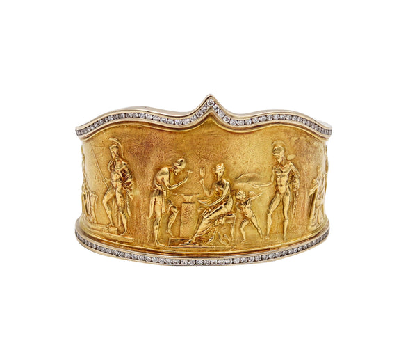 SeidenGang Rare Etruscan-Greek Revival Bracelet In 18Kt Yellow Gold With 5.94 Cts In Diamonds