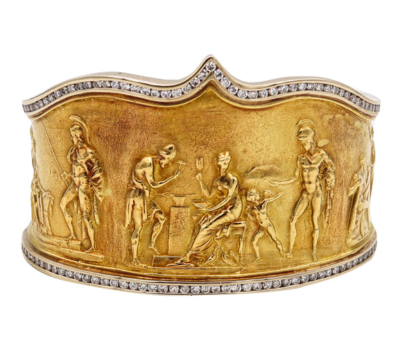 SeidenGang Rare Etruscan-Greek Revival Bracelet In 18Kt Yellow Gold With 5.94 Cts In Diamonds