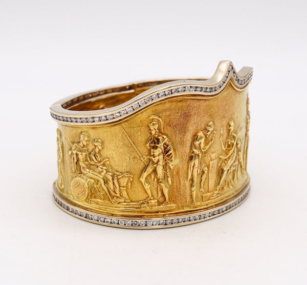 SeidenGang Rare Etruscan-Greek Revival Bracelet In 18Kt Yellow Gold With 5.94 Cts In Diamonds