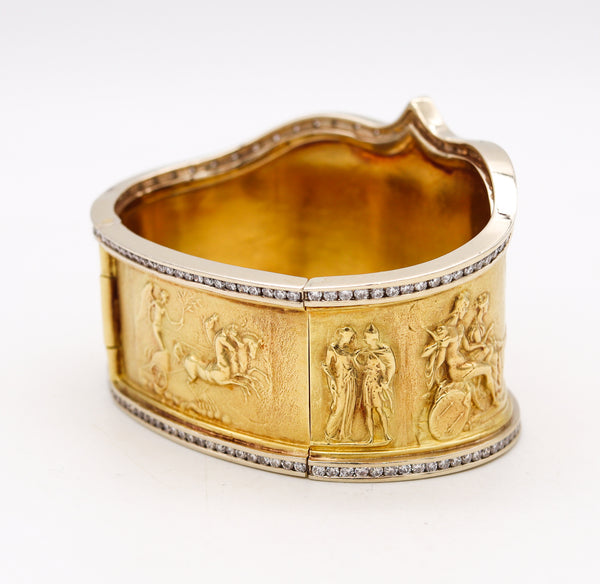 SeidenGang Rare Etruscan-Greek Revival Bracelet In 18Kt Yellow Gold With 5.94 Cts In Diamonds