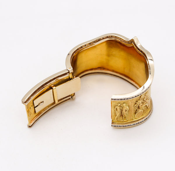 SeidenGang Rare Etruscan-Greek Revival Bracelet In 18Kt Yellow Gold With 5.94 Cts In Diamonds