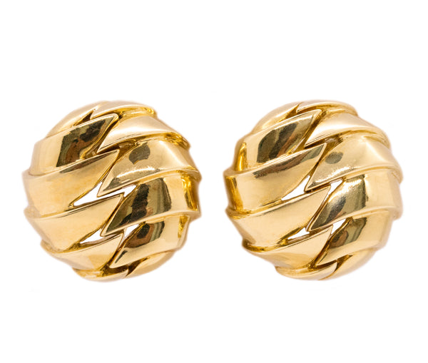 *Tiffany & Co. New York Vintage geometric bold clips-earrings in solid 18 kt yellow gold
