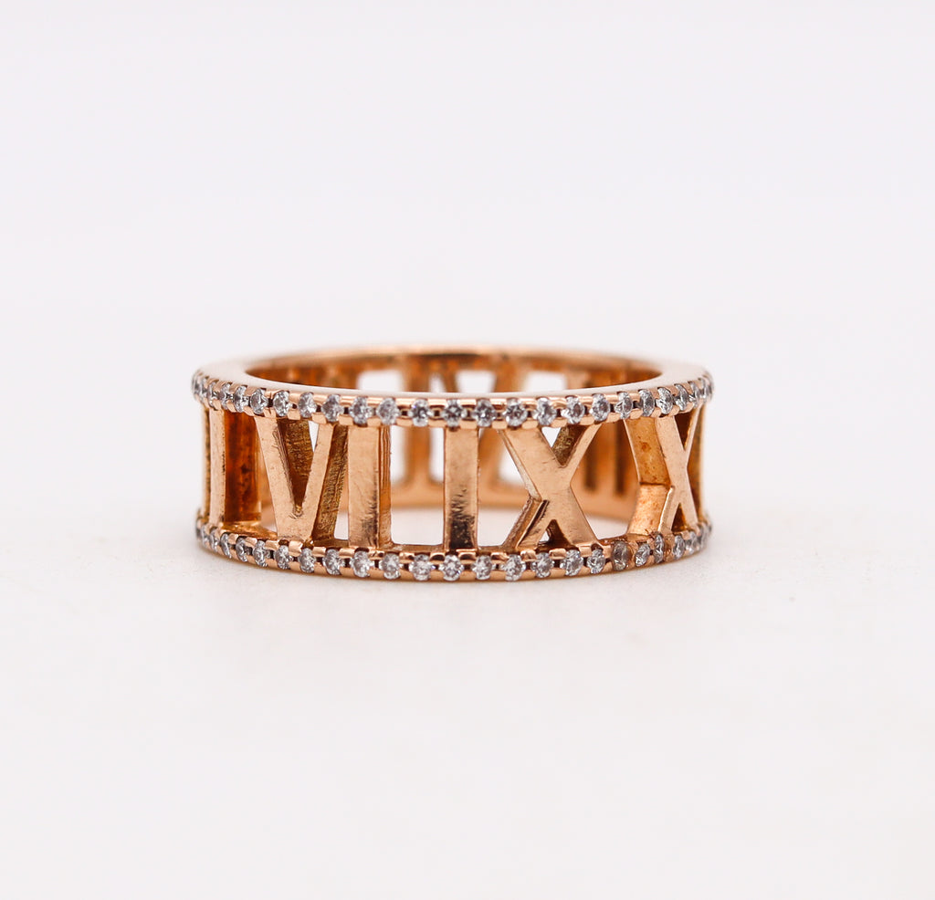 Tiffany & Co. Atlas 18k White Gold Open Roman Numeral Ring Sz. 7