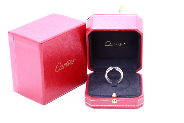 CARTIER DOUBLE-C LOGO 18 KT WHITE GOLD RING SIZE 8.75 / 9 LARGE VERSION