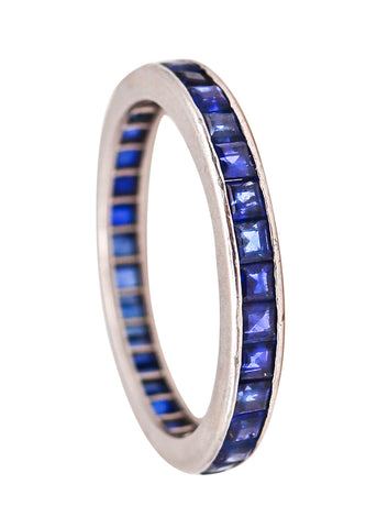 -Oscar Heyman 1950 New York Eternity Ring In Platinum With 2.10 Ctw In Sapphires