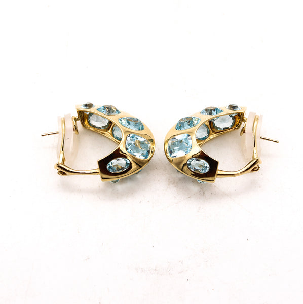 *Seaman Schepps New York 18 kt gold earrings hoops with 26.78 Ctw in Aquamarines