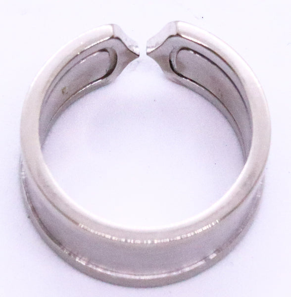 CARTIER DOUBLE-C LOGO 18 KT WHITE GOLD RING SIZE 8.75 / 9 LARGE VERSION