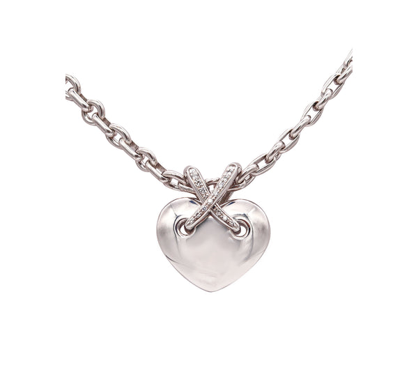 Chaumet Paris Large Liens Heart Necklace In 18Kt White Gold With VS Diamonds