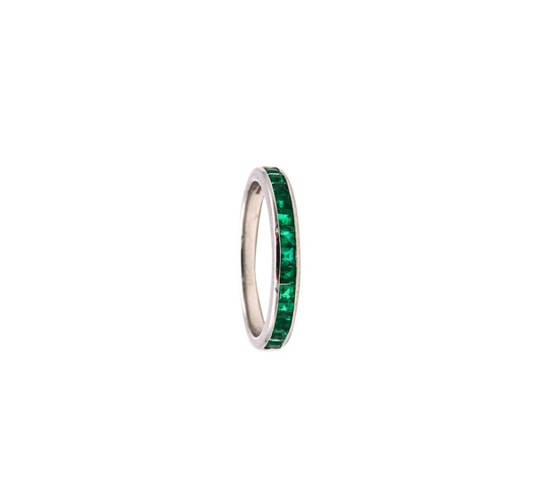 *Eternity Band in .950 platinum with Colombian vivid green emeralds