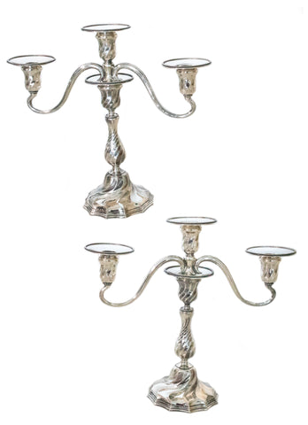 Tiffany Co 1902 New York Art Nouveau Pair Of Convertible Candelabras In 925 Sterling Silver